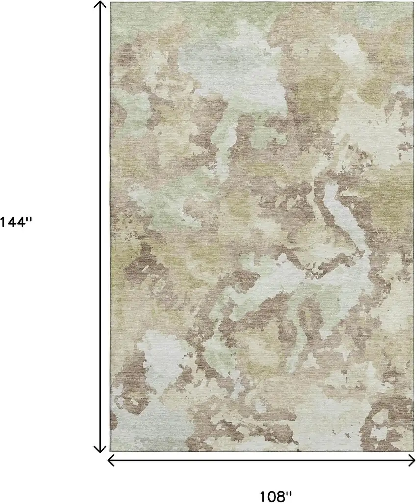Taupe Ivory And Beige Abstract Washable Area Rug With UV Protection Photo 9