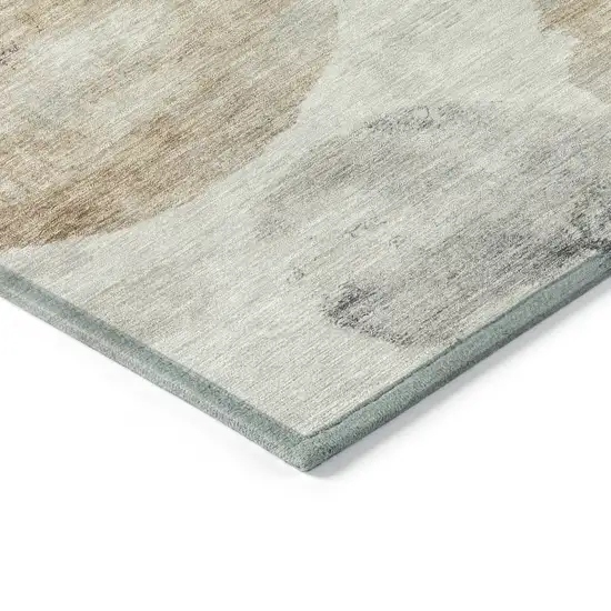 Taupe Ivory And Beige Abstract Washable Indoor Outdoor Area Rug Photo 6