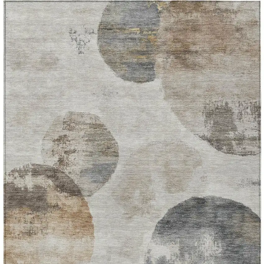 Taupe Ivory And Beige Abstract Washable Indoor Outdoor Area Rug Photo 4