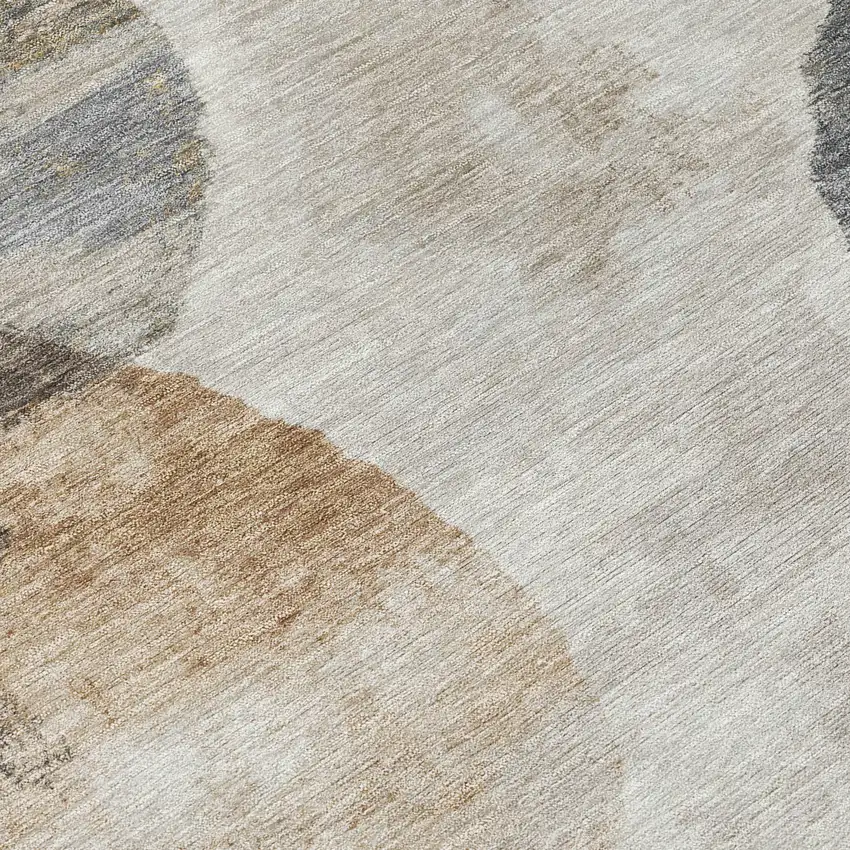 Taupe Ivory And Beige Abstract Washable Indoor Outdoor Area Rug Photo 7