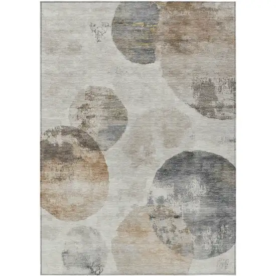 Taupe Ivory And Beige Abstract Washable Indoor Outdoor Area Rug Photo 2