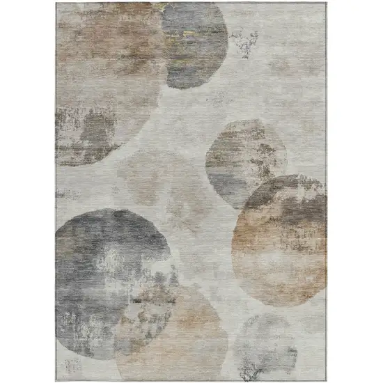Taupe Ivory And Beige Abstract Washable Indoor Outdoor Area Rug Photo 5
