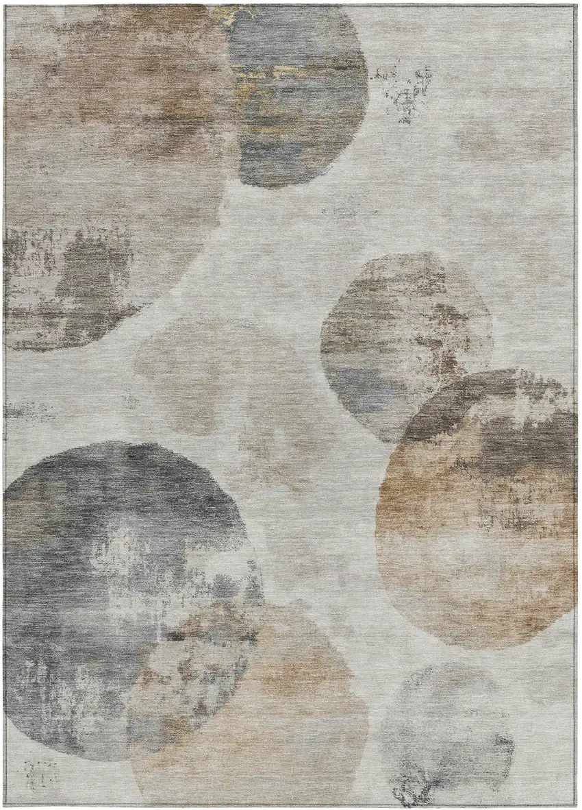Taupe Ivory And Beige Abstract Washable Indoor Outdoor Area Rug Photo 5