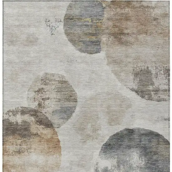 Taupe Ivory And Beige Abstract Washable Indoor Outdoor Area Rug Photo 4