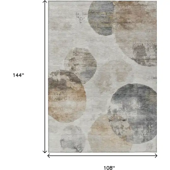 Taupe Ivory And Beige Abstract Washable Indoor Outdoor Area Rug Photo 3