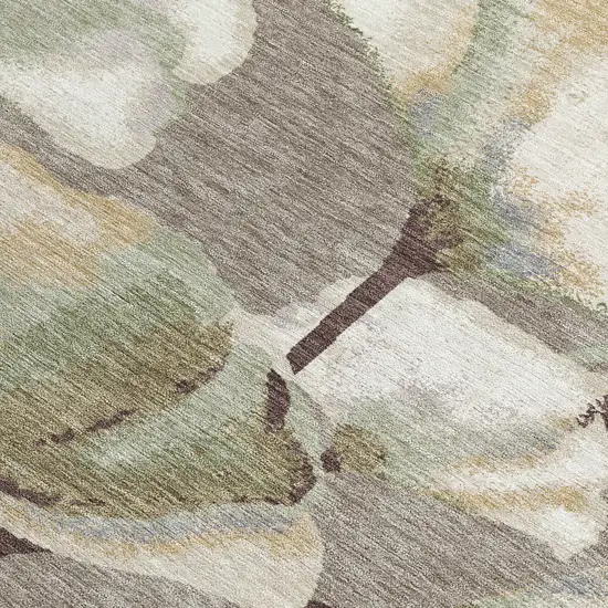 Taupe Ivory And Beige Botanical Leaves Washable Indoor Outdoor Area Rug Photo 2