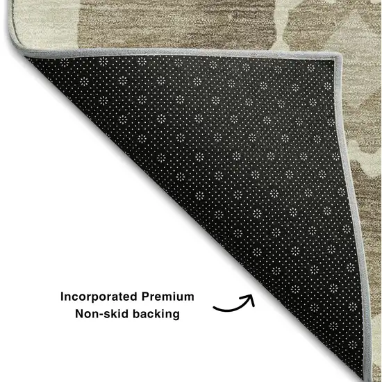 Taupe Ivory And Beige Medallion Washable Area Rug With UV Protection Photo 7