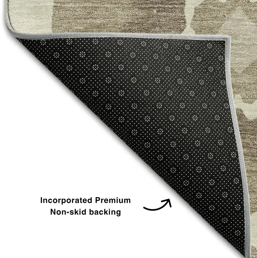 Taupe Ivory And Beige Medallion Washable Area Rug With UV Protection Photo 7