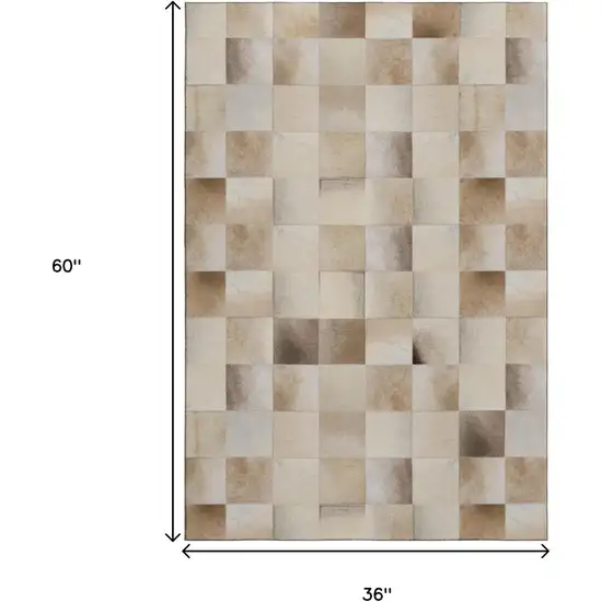 Taupe Ivory And Beige Patchwork Washable Area Rug With UV Protection Photo 3