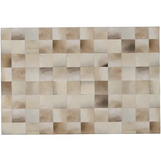 Taupe Ivory And Beige Patchwork Washable Area Rug With UV Protection Photo 2