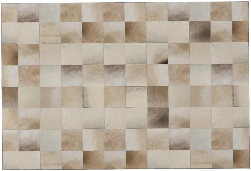 Taupe Ivory And Beige Patchwork Washable Area Rug With UV Protection Photo 2