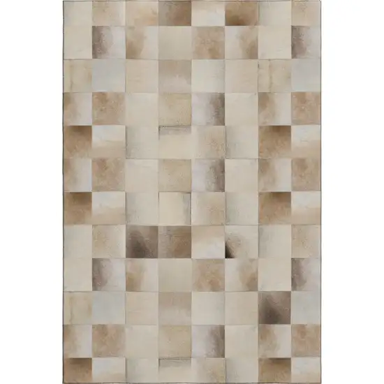 Taupe Ivory And Beige Patchwork Washable Area Rug With UV Protection Photo 2