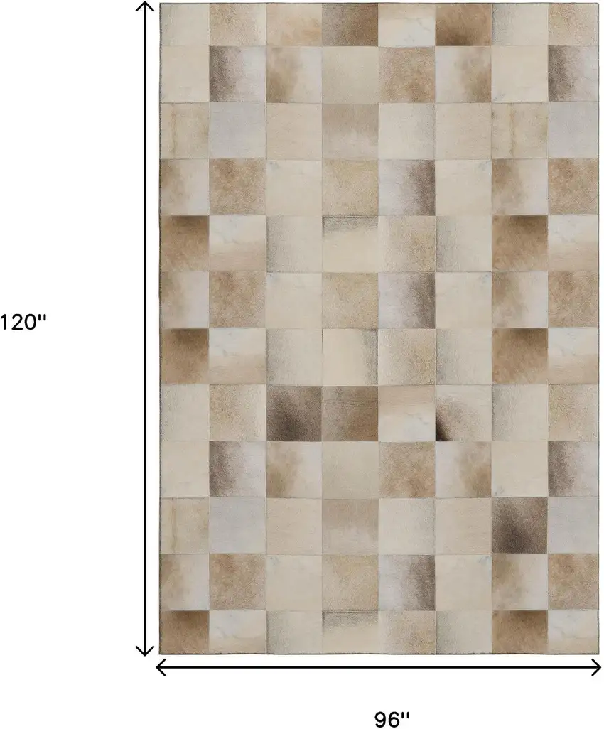 Taupe Ivory And Beige Patchwork Washable Area Rug With UV Protection Photo 3
