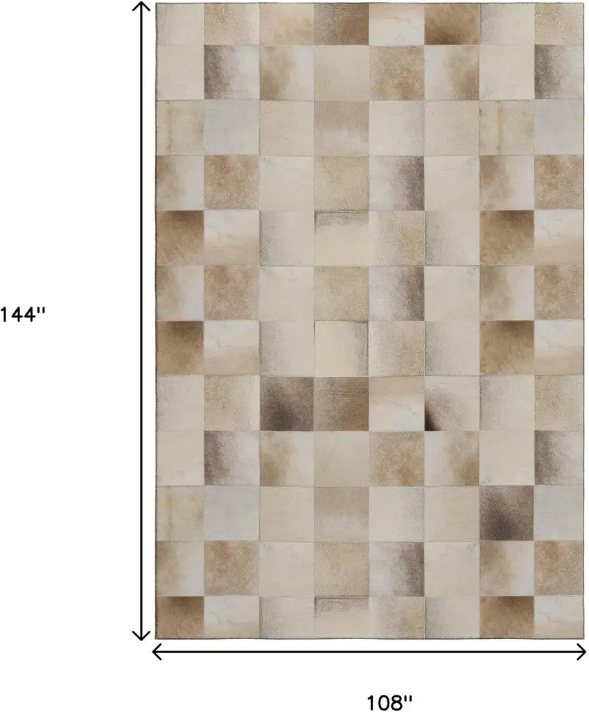 Taupe Ivory And Beige Patchwork Washable Area Rug With UV Protection Photo 3