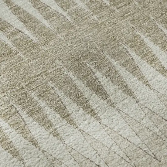 Taupe Ivory And Beige Striped Washable Area Rug With UV Protection Photo 9