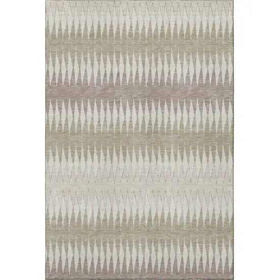 Taupe Ivory And Beige Striped Washable Area Rug With UV Protection Photo 3