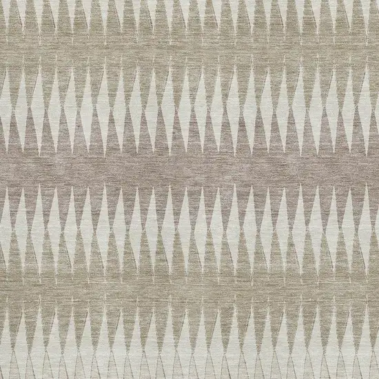 Taupe Ivory And Beige Striped Washable Area Rug With UV Protection Photo 3
