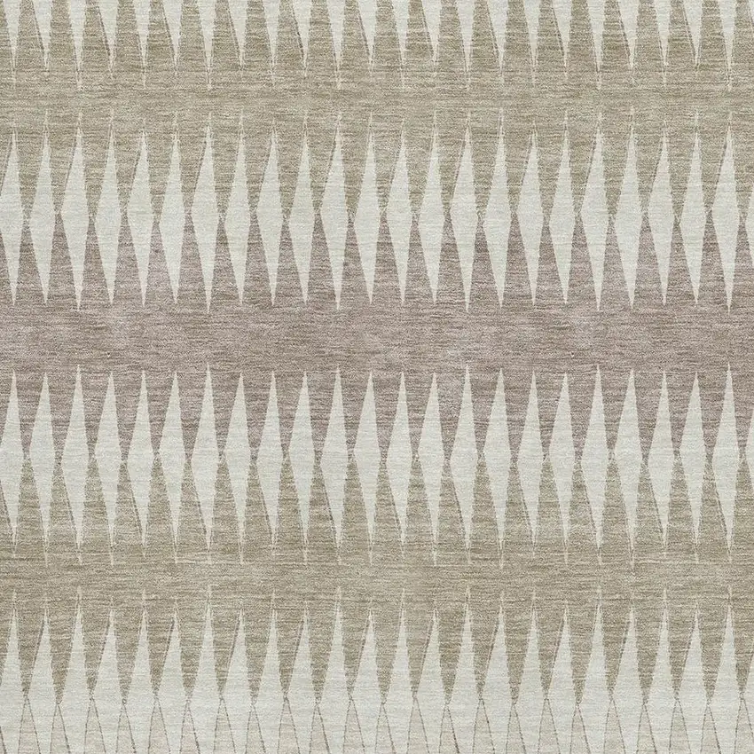 Taupe Ivory And Beige Striped Washable Area Rug With UV Protection Photo 3