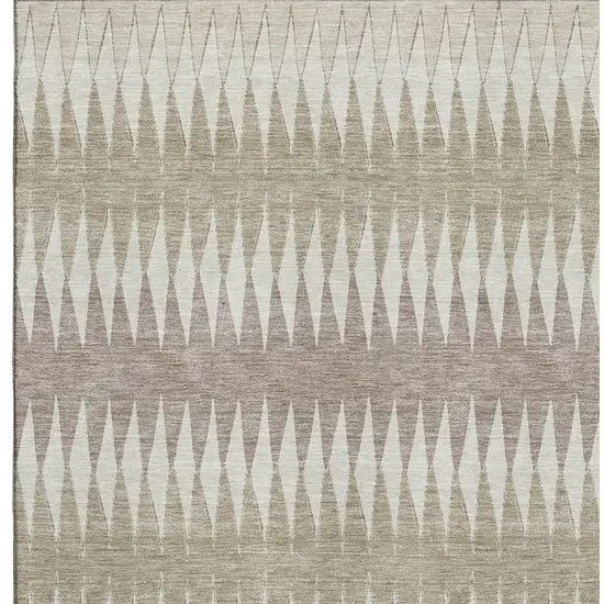 Taupe Ivory And Beige Striped Washable Area Rug With UV Protection Photo 3