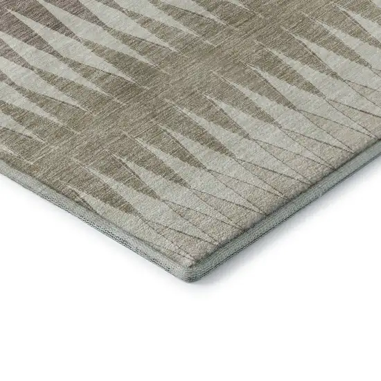Taupe Ivory And Beige Striped Washable Area Rug With UV Protection Photo 8