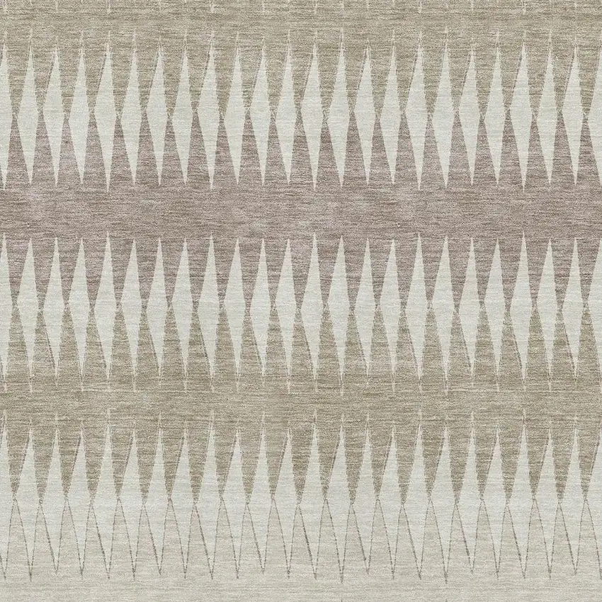 Taupe Ivory And Beige Striped Washable Area Rug With UV Protection Photo 3