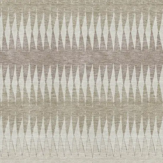 Taupe Ivory And Beige Striped Washable Area Rug With UV Protection Photo 3