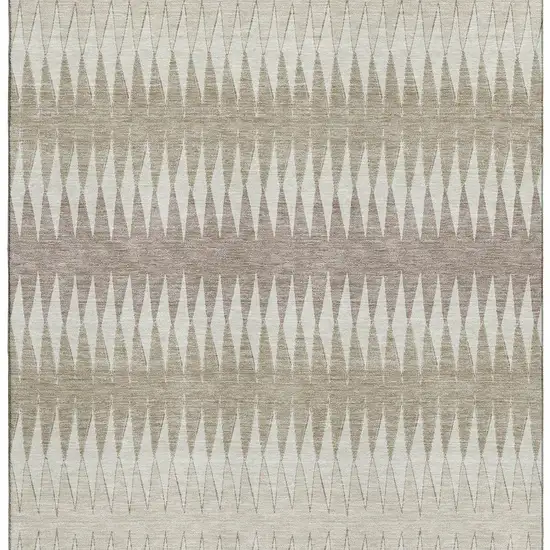 Taupe Ivory And Beige Striped Washable Area Rug With UV Protection Photo 3