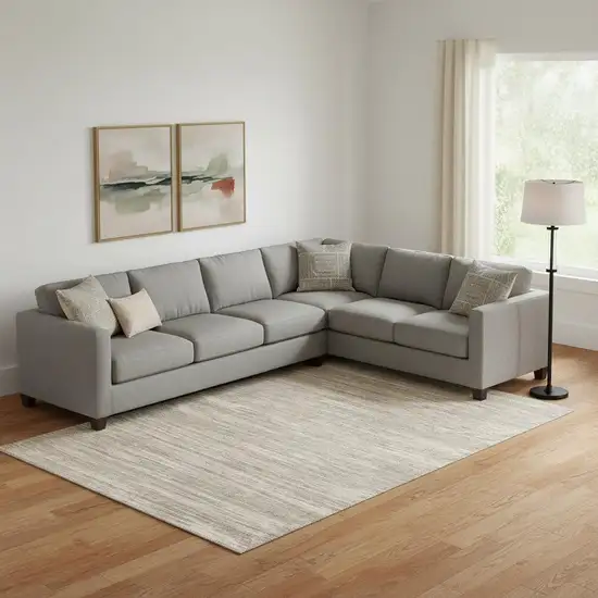 Taupe Ivory And Beige Striped Washable Area Rug With UV Protection Photo 1