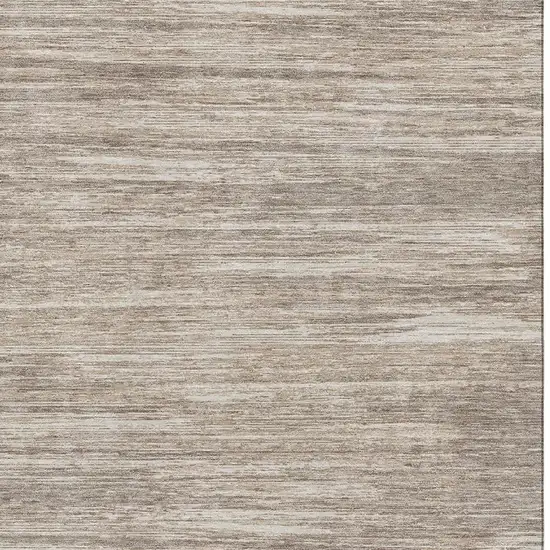 Taupe Ivory And Beige Striped Washable Area Rug With UV Protection Photo 3