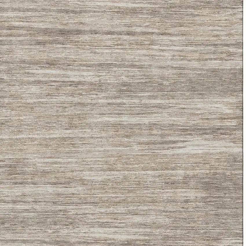 Taupe Ivory And Beige Striped Washable Area Rug With UV Protection Photo 3