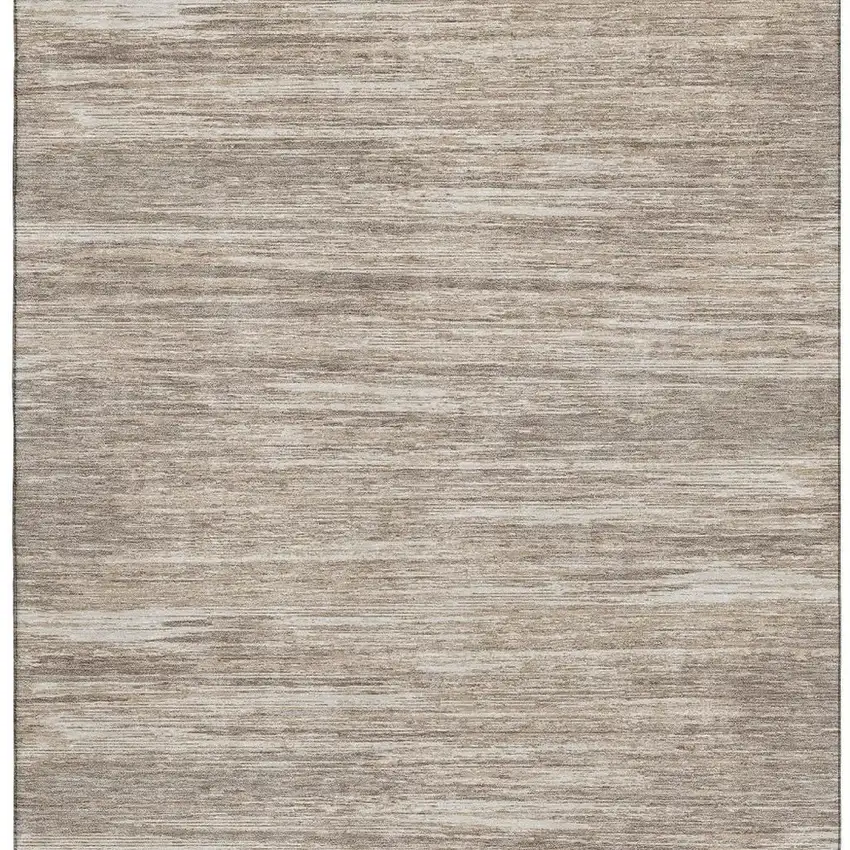 Taupe Ivory And Beige Striped Washable Area Rug With UV Protection Photo 4