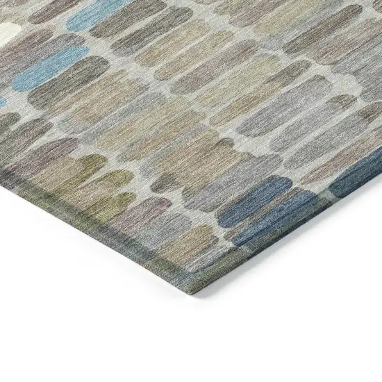 Taupe Ivory And Blue Abstract Washable Indoor Outdoor Area Rug Photo 7