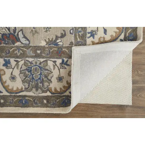 Ivory and Blue Wool Floral Hand Tufted Area Rug Photo 5