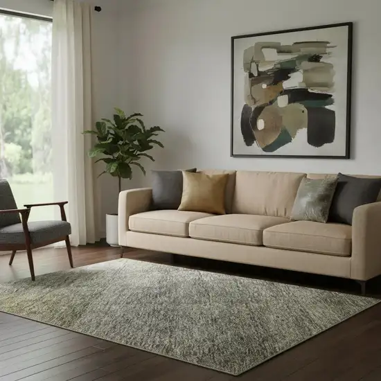 Taupe Ivory And Brown Abstract Washable Area Rug With UV Protection Photo 2