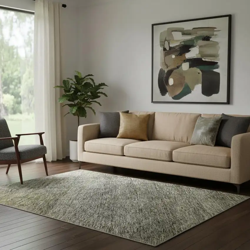 Taupe Ivory And Brown Abstract Washable Area Rug With UV Protection Photo 2