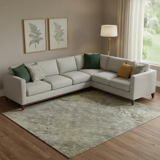 Taupe Ivory And Brown Abstract Washable Area Rug With UV Protection Photo 2