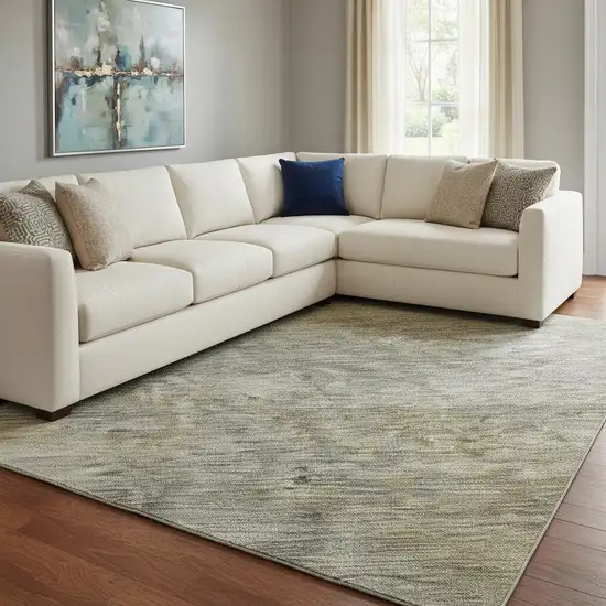 Taupe Ivory And Brown Abstract Washable Area Rug With UV Protection Photo 2