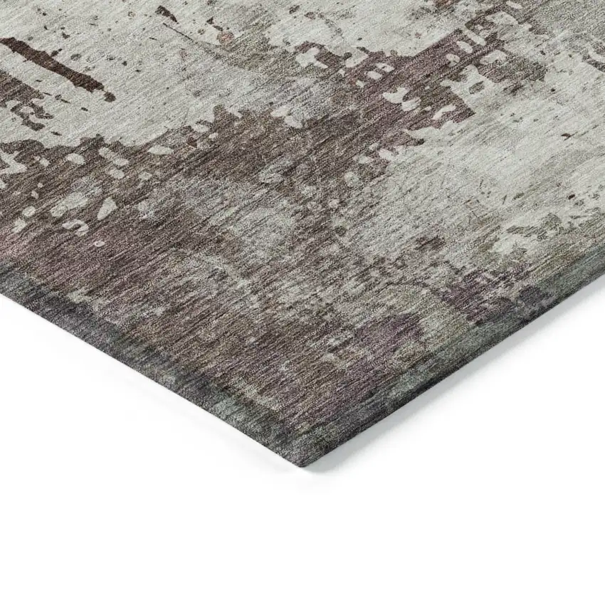 Taupe Ivory And Brown Damask Washable Indoor Outdoor Area Rug Photo 4