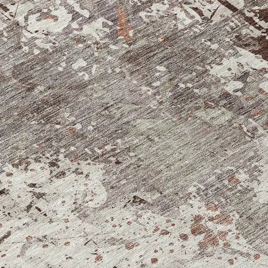 Taupe Ivory And Brown Damask Washable Indoor Outdoor Area Rug Photo 7