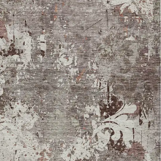 Taupe Ivory And Brown Damask Washable Indoor Outdoor Area Rug Photo 5