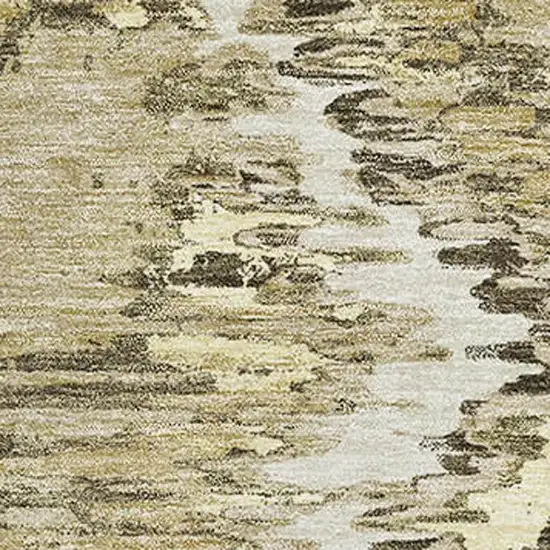 Taupe Ivory And Brown Diamond Washable Area Rug With UV Protection Photo 3