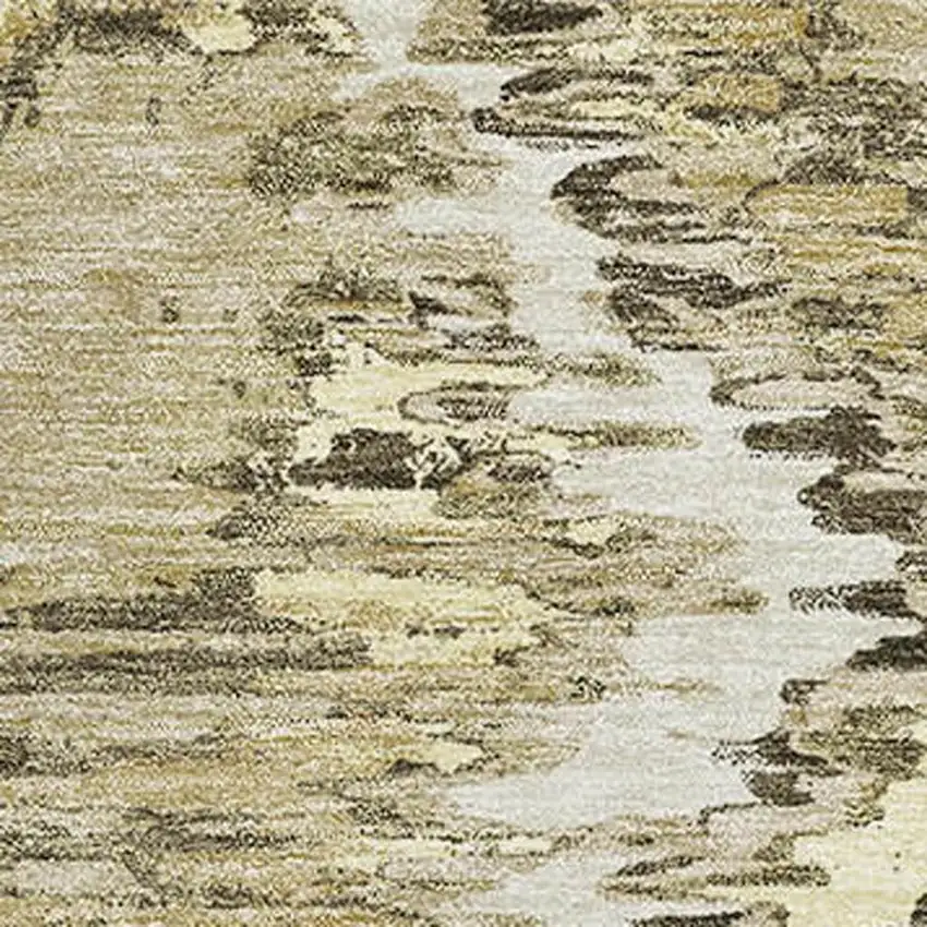 Taupe Ivory And Brown Diamond Washable Area Rug With UV Protection Photo 3