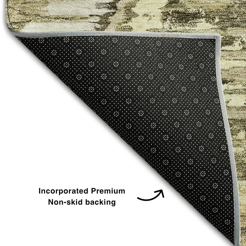 Taupe Ivory And Brown Diamond Washable Area Rug With UV Protection Photo 7