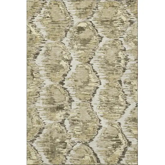 Taupe Ivory And Brown Diamond Washable Area Rug With UV Protection Photo 4