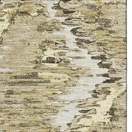 Taupe Ivory And Brown Diamond Washable Area Rug With UV Protection Photo 3