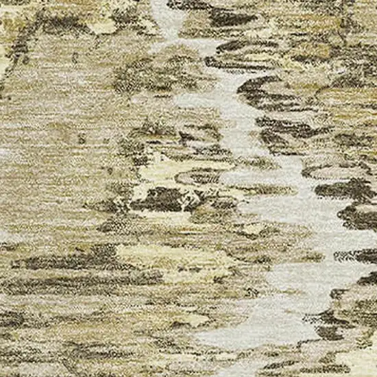 Taupe Ivory And Brown Diamond Washable Area Rug With UV Protection Photo 3