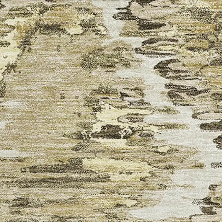 Taupe Ivory And Brown Diamond Washable Area Rug With UV Protection Photo 3