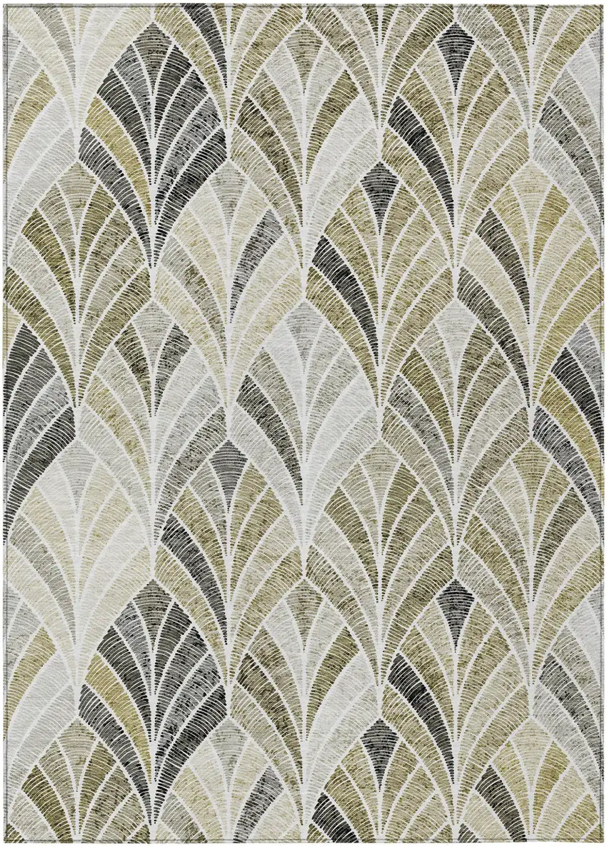 Taupe Ivory And Brown Geometric Washable Indoor Outdoor Area Rug Photo 2