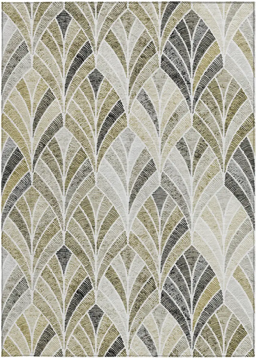Taupe Ivory And Brown Geometric Washable Indoor Outdoor Area Rug Photo 8