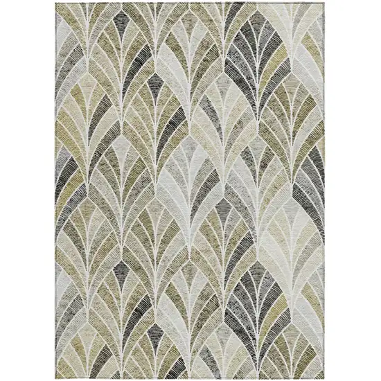 Taupe Ivory And Brown Geometric Washable Indoor Outdoor Area Rug Photo 8